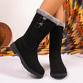 thumbnail image 2 of FRSASU Women's Mid-Calf Snow Platform Low Wedge Boots Comfort Faux Fur Lining Non Slip Winter Snow Hiking Boots Black, 2 of 9