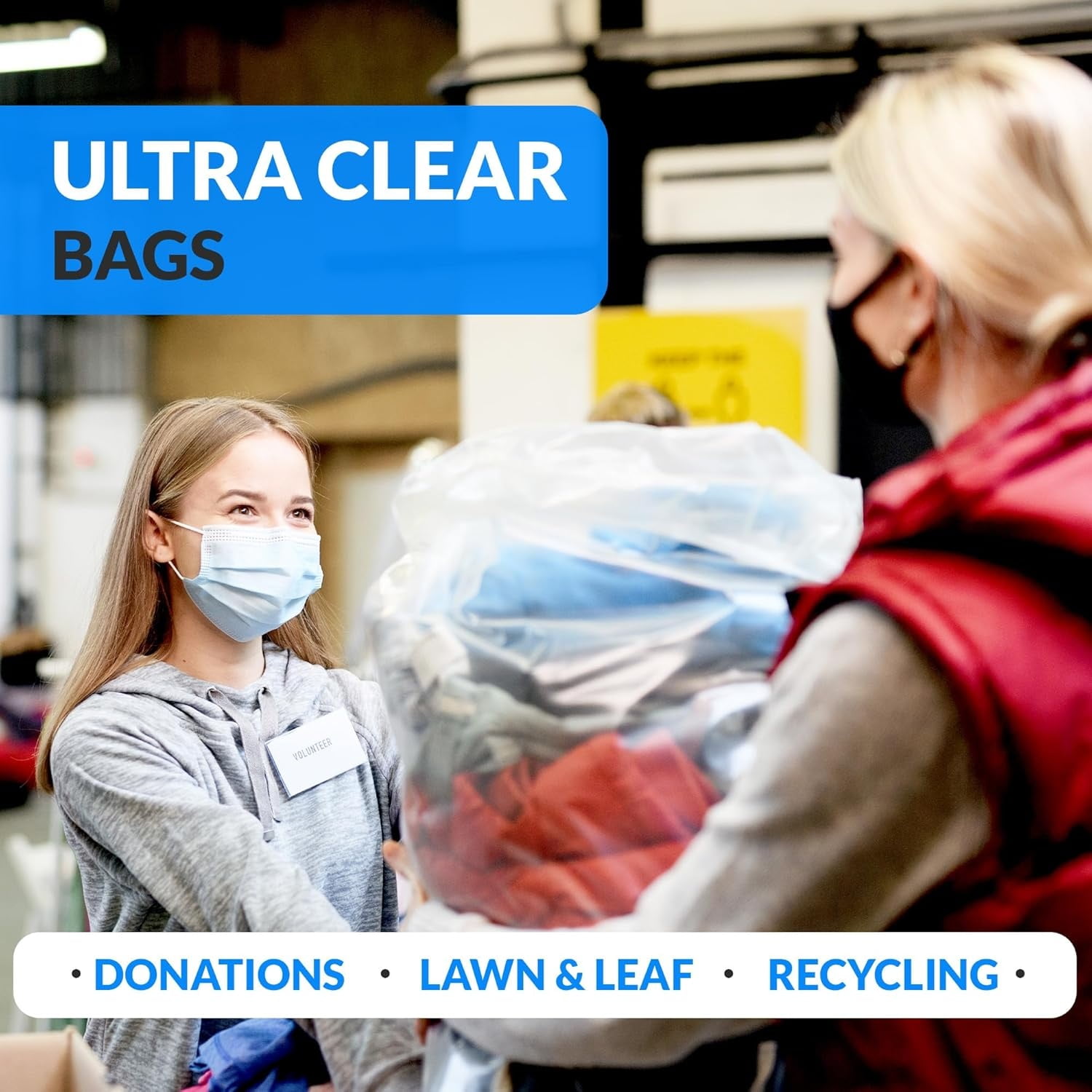 30-33 Gallon Trash Bags Heavy Duty | 250 Count Bulk | Clear Large Trash Bags 30+, 32 Gallon