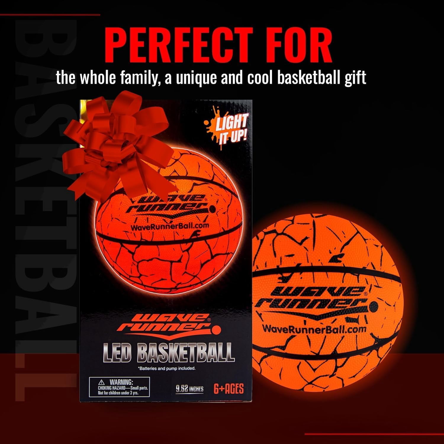 Light Up LED Basketball, Glow in the Dark with Pump and Batteries Included, Cool Sports Gift for Boys Ages 8-15