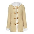 thumbnail image 3 of Outfmvch Sweaters For Women Cardigan Sweaters For Women Women Casual Knit Button Long Sleeve Thick Warm Hooded Cardigan Coat Womens Sweaters Beige 4Xl, 3 of 9