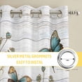 thumbnail image 6 of Teal Tulip Butterfly Kitchen Curtains Window Panels, Beige Turquoise Floral Grey Wooden Insulated Window Treatment Curtain, Grommet Curtains for Bedroom/Living Room/Bathroom, 2 Piece 42"Wx84"L, 6 of 8