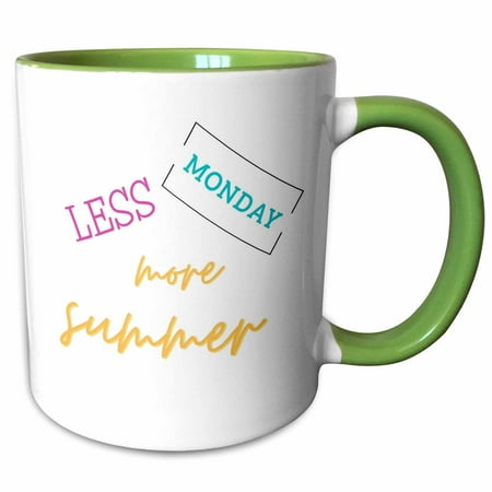 3drose, Text of Less Monday More Summer, 11oz Two-tone Green Mug