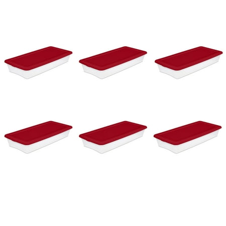 Sterilite Plastic 41 Qt. Storage Box Infra Red Set of 6