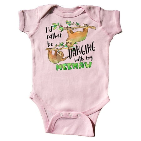 

Inktastic Id Rather Be Hanging with My Meemaw- Cute Sloths Gift Baby Boy or Baby Girl Bodysuit