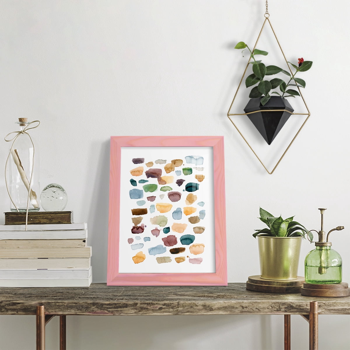Shattered Segments I - Framed Print w/glass - Sunset Pink