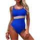 thumbnail image 2 of Traje de baño de una pieza para mujer, traje de baño de bikini con tirantes ajustables en la espalda y diseño calado a juego de colores, traje de baño de moda playera para mujer, trajes de baño de una, 2 of 6