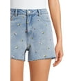 thumbnail image 4 of Time and Tru Women's Embroidered Denim Shorts, 4 of 5