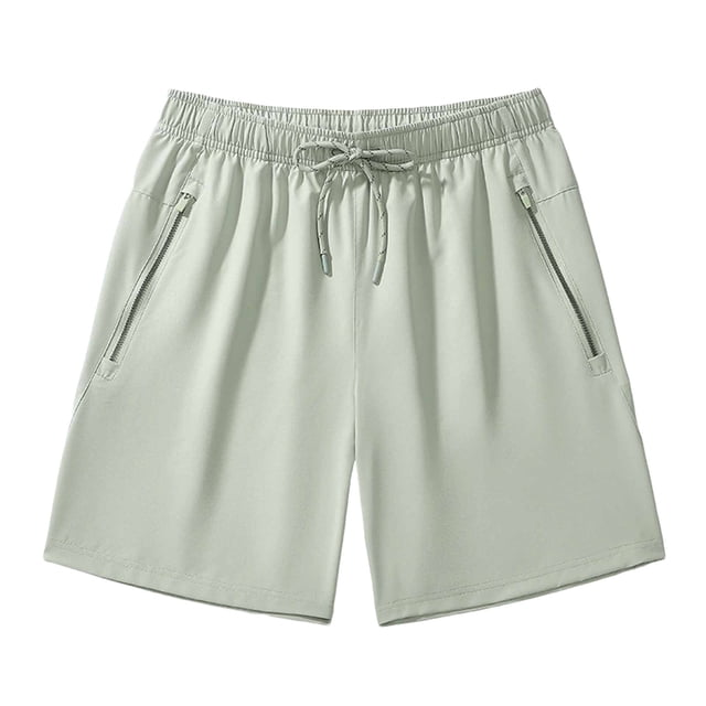 YUGYXL Men's Quick Dry Workout Shorts Drawstring Running Shorts with Zipper Pockets Stretch Waist Breathable Shorts Green XL