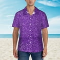 thumbnail image 2 of Disketp Hawaiian Shirts For Men,Glitter Purple Print Mens Casual Short Sleeve Button Down Shirts Beach Shirt, 2 of 7