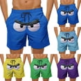 thumbnail image 1 of Lcziwo Mens Drawstring Board Shorts Funny Face Print Loose Bathing Suit Elastic Waist Quick Dry Beach Swim Trunks Blue,XXL, 1 of 6