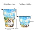 thumbnail image 2 of Xecao French Bulldog Sunflowers Bubbles Print Telescopic Pencil Bag Pen Holder Pop Up Stationery Case Stand-up Retractable Transformer Bag Standing Organizer, 2 of 6