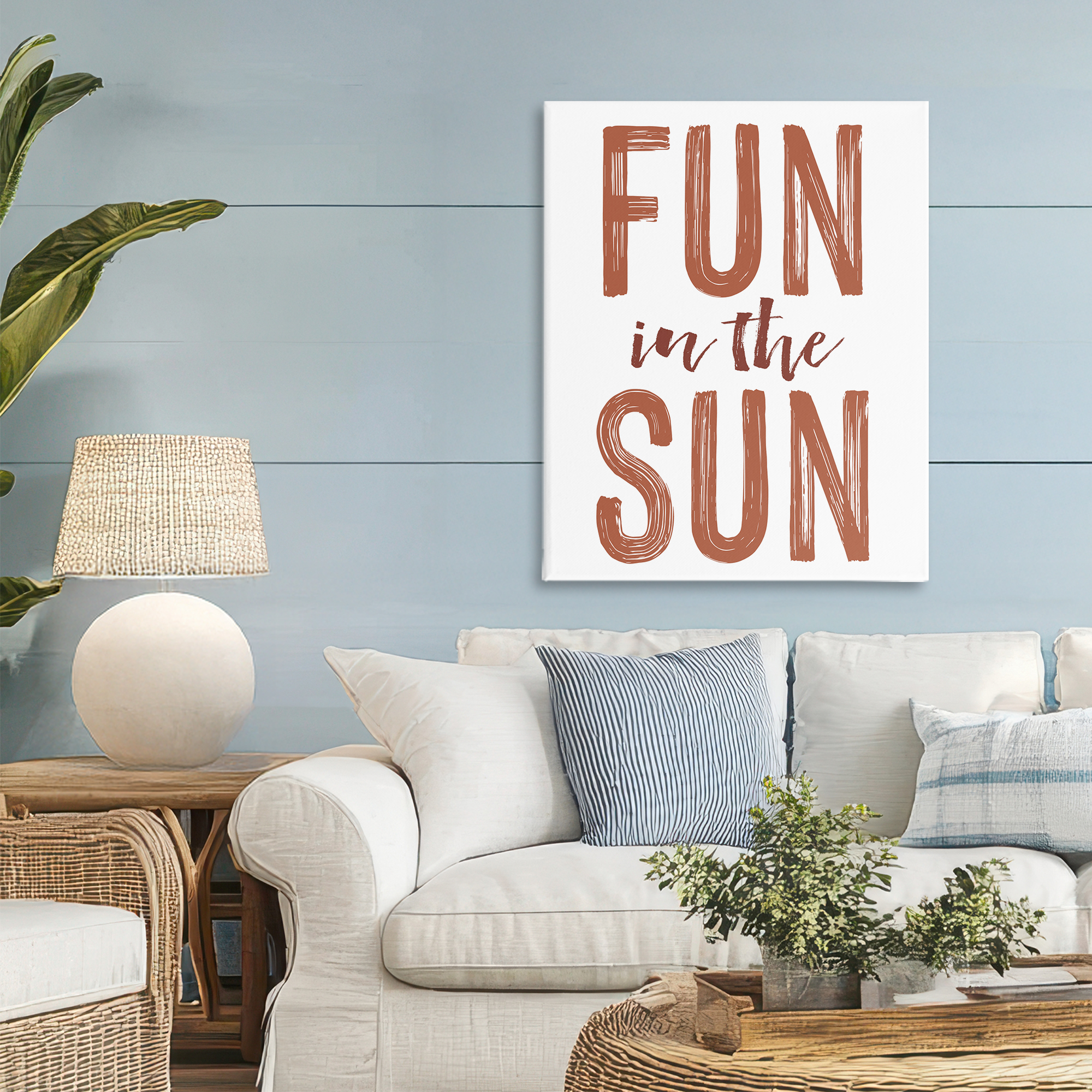Summer Sentiment Fun In Sun Canvas Wall Art, design by Lettered and Lined