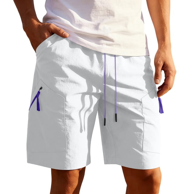 cfhntfmh Mens Casual Sweat Cargo Shorts Drawstring Elastic Waist Athletic Workout Gym Jogger Shorts with 2 Pockets
