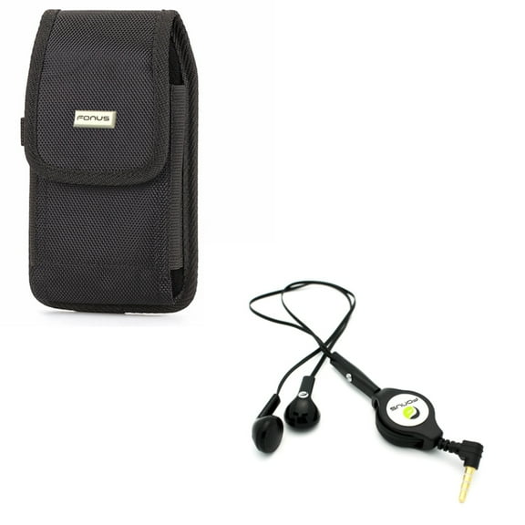 Rugged Canvas Case w Retractable Headset Handsfree Mic W2V for ASUS ROG Phone, ZenFone AR 5z 5Q 4 Pro 2 - Blackberry Motion - BLU Vivo XL4, Pure View, R1 Plus, Go, Life One X3, 5R