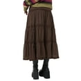thumbnail image 4 of Qiylii Women's Fairy Grunge Midi Skirt High Waist Vintage A-Line Long Skirt Lace Up Solid Color Streetwear Clothes, 4 of 9