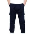 thumbnail image 2 of HVOBTTY Kids Soft Long Length Slim Leg Pants, Toddler Fall and Winter Pants, Childrens Sports Cargo Pants Stretch Elastic Waist School Kids Twill Joggers for 4-13Years Navy, 12-13 Years, 2 of 5