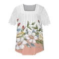 thumbnail image 5 of EQWLJWE Hauts pour Femmes Décontractés Plus, Hauts d'Été pour Femmes 2024 Tendance Vacances, Haut Décontracté à Manches Courtes Col Rond Imprimé, 5 of 5