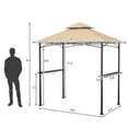 thumbnail image 2 of Gymax 8' x 5' BBQ Grill Gazebo 2-Tier Barbecue Canopy Vented Top Shelves Shelter Khaki, 2 of 10