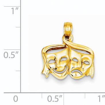 14k Yellow Gold Comedy//tragedy Pendant Charm Necklace Art Theater Dance Fine Jewelry For Women Gifts For Her
