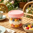 thumbnail image 1 of Plastic Food Storage Container with Lid, Transparent P Ink Yogurt Pudding Jar, Compact Stackable Sealed Dessert Box 7.8 x 6.2 cm, 1 Pack, 1 of 6