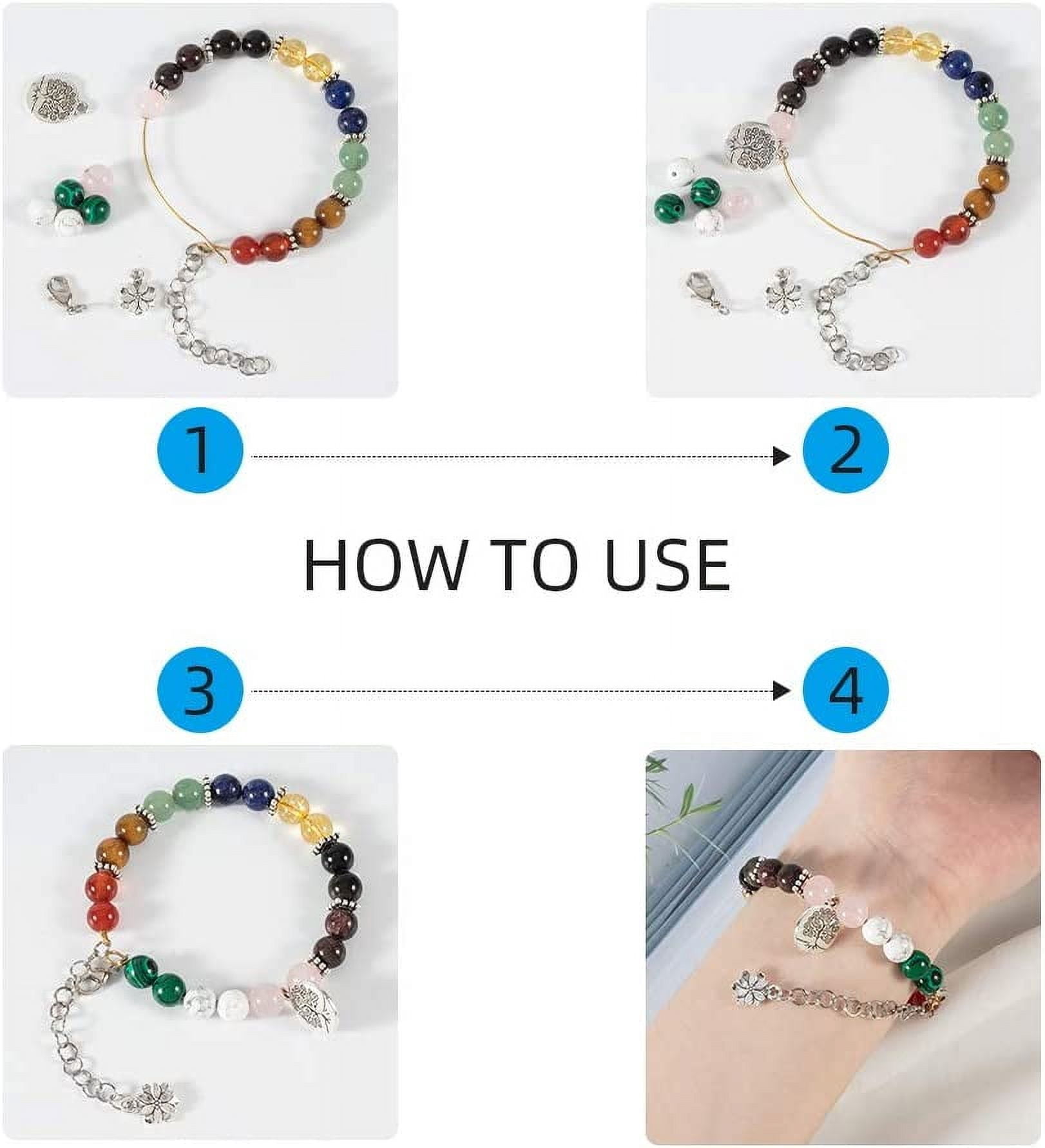 120 Pcs Natural Gemstone/Lava Beads 60 Pcs Alloy Spacer Beads 50 Pcs Tibetan Style Alloy Pendants 50 Pcs Jump Rings 2 Rolls Elastic Strings and 1 Pc Steel Scissor for Jewelry Making Mixed Color