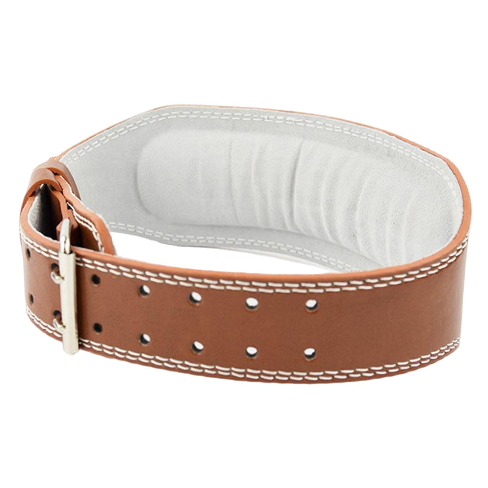 Bunblic Leather Weight Lifting Belt 4.5 Inch Wide For Powerlifting Weightlifting Heavy Training Workouts For Men And Brown S