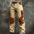 thumbnail image 2 of Men’s Corduroy Cargo Pants with Suede Patchwork Relaxed Fit Trousers with Multiple Pockets and Belt Loops for Daily Wear, 2 of 4