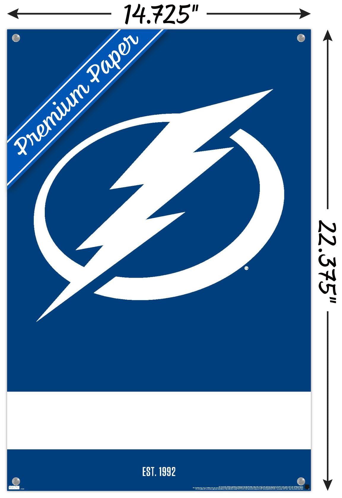 NHL Tampa Bay Lightning - Logo 21 Wall Poster with Pushpins, 14.725" x 22.375"