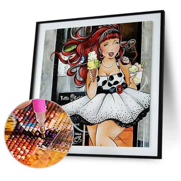 Cuadros Decorativos Mujer gorda diamante pintura 5D DIY taladro redondo completo arte de diamantes de imitación (A4903) DQrwqpou Nuevos Originales