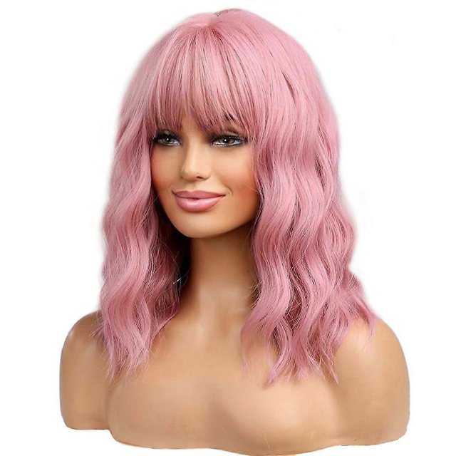 2025 Latest Model 14 Inches Pink Wig for Women Girls Short Curly Synthetic Wig