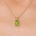 thumbnail image 3 of Gem Stone King 14K Yellow Gold Green Peridot Pendant Necklace for Women | 1.00 Cttw | Gemstone August Birthstone | Emerald Cut 7X5MM | With 18 inch Chain, 3 of 6