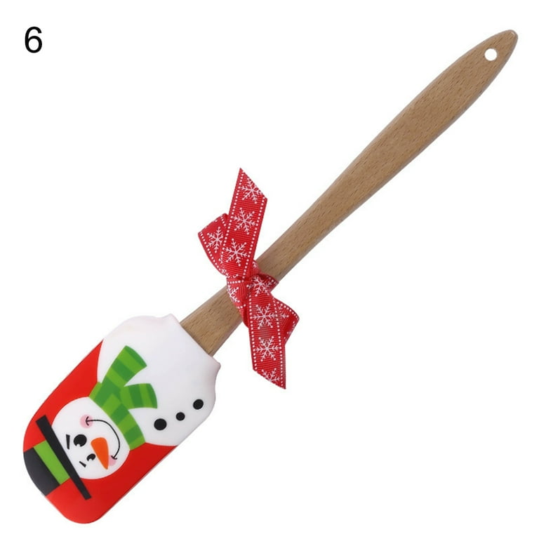 3PCS Silicone Spatula Kitchen Christmas Cake Decoration With Cute Wooden  Handle Snowman Christmas Tree Santa Pattern