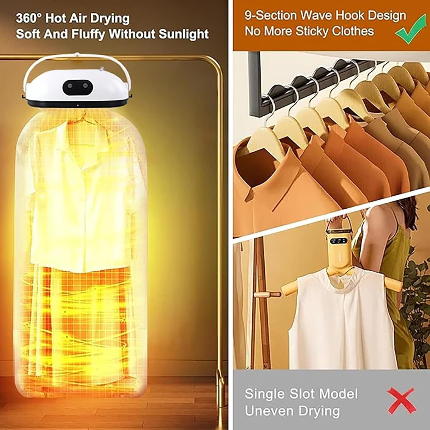 Portable Clothes Dryer with Remote Control Mini Electric Laundry Dryers Foldable Compact Fast Drying Hanging Dryer Safe for Home Apartment Travel RV Dorm Durable, Green