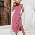 thumbnail image 2 of Women's Casual Tank Maxi Dress, Sleeveless Crewneck Summer Long Sundress with Side Slit, Comfy Loose Fit A-Line Beach Dress, 2 of 8