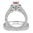 thumbnail image 3 of 2.10 Carat Morganite And Diamond Moissanite Antique Bridal Set Engagement Ring on 10k White Gold, 3 of 3
