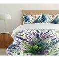 thumbnail image 4 of Ambesonne Lavender Duvet Cover Set, Fantasy Floral Wild Jungle, Queen, Indigo Fern Green White, 4 of 4
