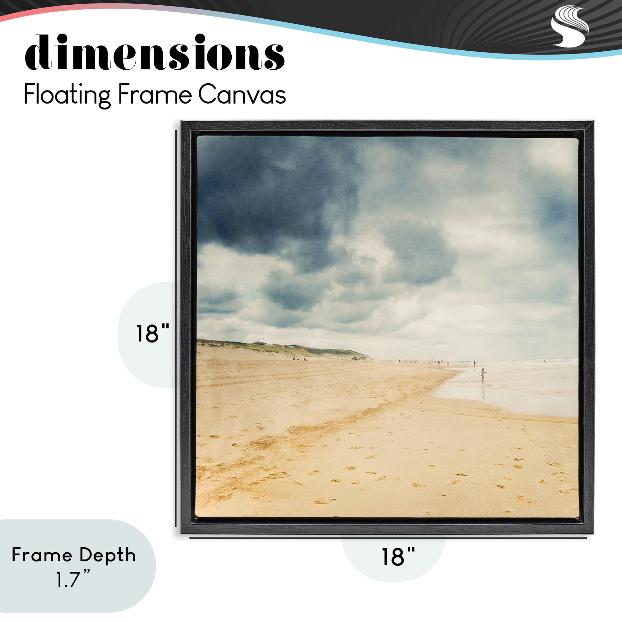 Stupell Industries Beach On A Cloudy Day Black Framed Floater Canvas Wall Art, design by Dirk Wüstenhagen