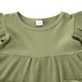 thumbnail image 3 of Kid Baby Girls Dress Solid Ruffles Sleeve Pocket Knee Length A-Line Dress, 3 of 6