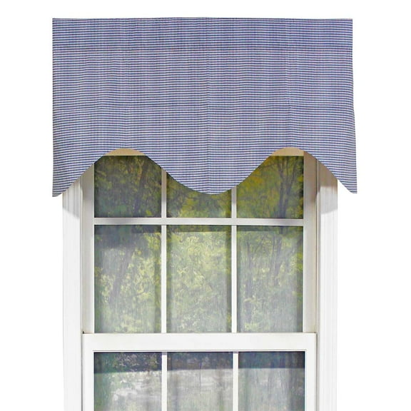 RLF Home Cornice Stylish Classic Small Check Croswell Window Valance 3" Rod Pocket 50" X 17" Blue