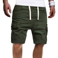 thumbnail image 3 of Outfmvch Cargo Pants For Men Mens Shorts Men'S Summer Casual Solid Shorts Drawstring Pocket Button Shorts Pants Long Johns For Men Army Green L, 3 of 9