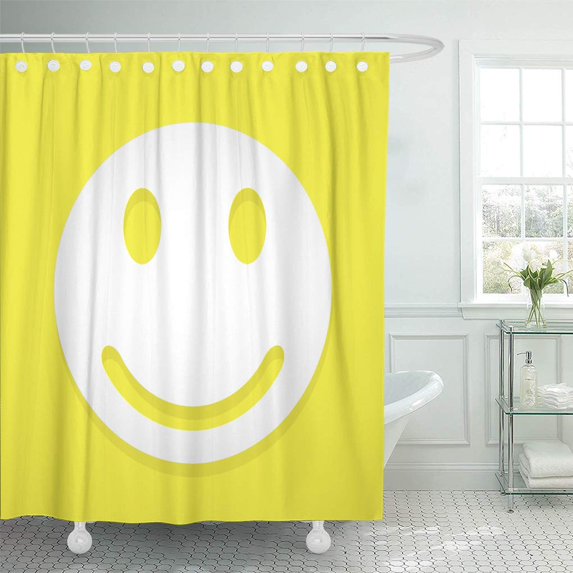 KSADK Yellow Happy Face Smile Symbol Sign Round Funny Shower Curtain Bathroom Curtain 60x72 inch