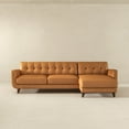 thumbnail image 5 of Allison Right-Facing Tan Leather Sectional Sofa - Mid-Century Modern 3-Seater, Spacious 113" Design for Living Rooms & Lounges, Comfortable & Durable Upholstery, 5 of 14
