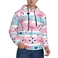 thumbnail image 2 of Sikiie Pink Striped Flamingo Men's Hoodie, Essentials Hoodie, Sweatshirt, Pullover Hooded Sweatshirt for Men-Large, 2 of 7