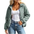 thumbnail image 2 of Husipze Women's Lightweight Full Zip Cropped Jacket Outdoor Long Sleeve Sun Protection Solid Color Hooded Hiking Jacket Windbreaker Army Green XXXL, 2 of 7