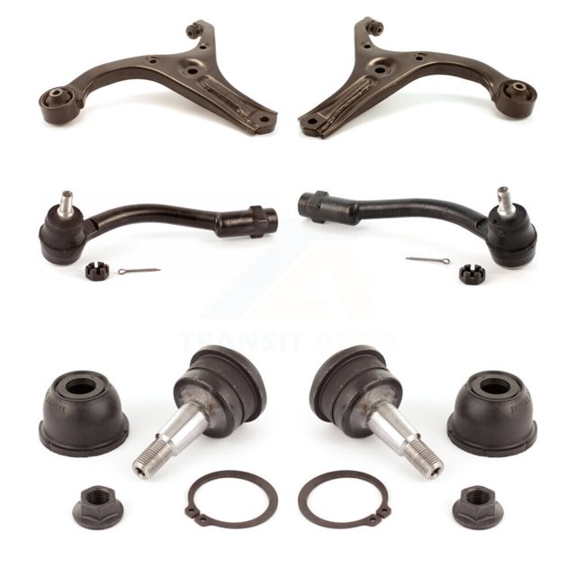 TOR Front Suspension Control Arm with Tie Rod End and Ball Joint Kit (6Pc) for Car 2006 Hyundai Accent Hatchback - Left Right Side (Driver Passenger) KTR-103996