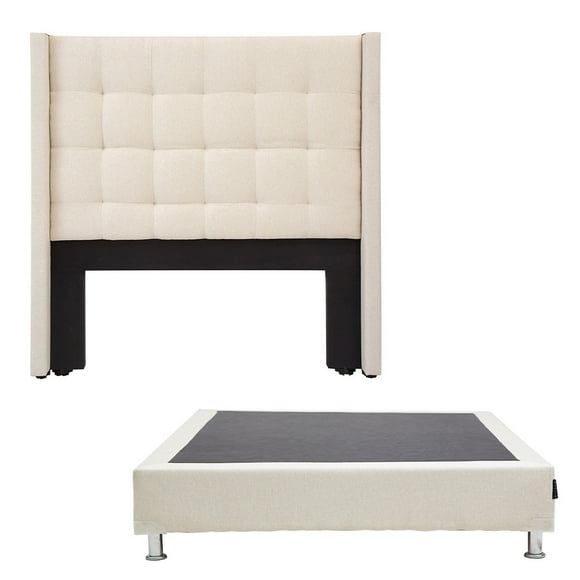 Box Base Cama Matrimonial Dicasa Cabecera Titan Beige