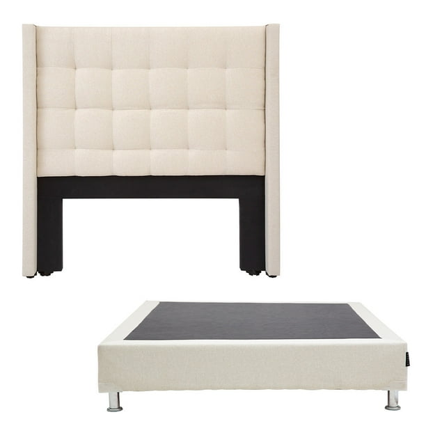 Box Base Cama Queen Size DICASA Cabecera Titan Beige Claro