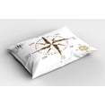 thumbnail image 2 of Ambesonne Compass Pillow Sham 2 Pack, Faded Windrose Sailing, 30"x20", White Brown, 2 of 3