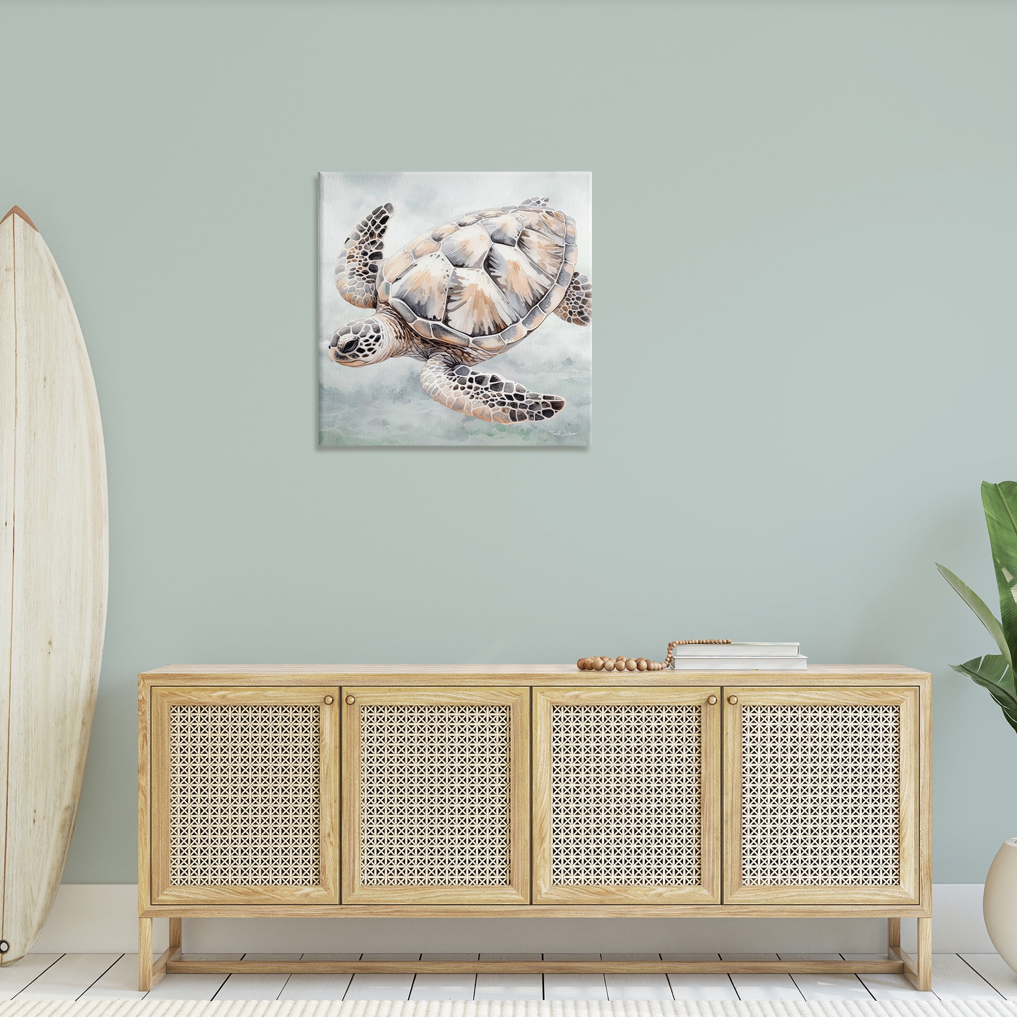 Stupell Industries Detailed Sea Turtle Animals & Insects Painting Gallery Wrapped Canvas Art Print Wall Art, 30 x 30