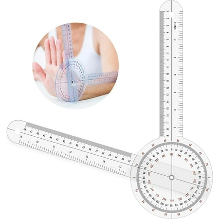 

12 Inch Goniometer 360° Clear Motion Measurement Angle Ruler Physical Therapy Goniometer Tool for Body Measuring Tape Goniometer Ruler